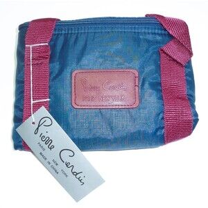 NWT Pierre Cardin Paris New York Blue Maroon Zippered Handbag Tote Purse Gym Bag